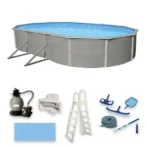 Belize 12-ft x 24-ft Oval 52-in Deep 6-in Top Rail Metal Wall Swimming Pool Package - Image 4