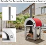 Empava Pizza Oven with Open Shelf and Wheels for Outdoor Kitchen, Wood Fire for Grill &amp; Camping Backyard Party in Stainless Steel, 38.6 Inch, Italian Red - Image 2