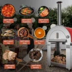 Empava Pizza Oven with Open Shelf and Wheels for Outdoor Kitchen, Wood Fire for Grill &amp; Camping Backyard Party in Stainless Steel, 38.6 Inch, Italian Red - Image 3