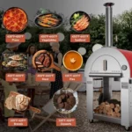Empava Pizza Oven with Open Shelf and Wheels for Outdoor Kitchen, Wood Fire for Grill &amp; Camping Backyard Party in Stainless Steel, 38.6 Inch, Italian Red - Image 3