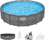 Bestway APX 365 18’x52″ Round Above Ground Swimming Pool Set with Pump &amp; Ladders - Image 4