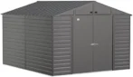 Arrow Select 10′ x 12′ Outdoor Lockable Steel Storage Shed Building, Charcoals