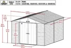 Arrow Select 10′ x 12′ Outdoor Lockable Steel Storage Shed Building, Charcoals - Image 3