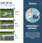 Bestway Power Steel 18′ x 9′ x 48″ Rectangular Metal Frame Above Ground Outdoor Swimming Pool Set with 1,500 GPH Filter Pump, Ladder, and Pool Covers - Image 2