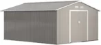 Outsunny 11′ x 13′ Outdoor Storage Shed, Garden Tool Metal Shed with Foundation Kit, Double Lockable Door, Air Vents and Slopings Roofs, for Backyard, Patio, Lawn, Light Grays - Image 4
