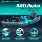 Reel Yaks Raptor Modular Fishing Kayak – 9.5ft Lightweight Sit On Top Kayak for Adults &amp; Youth – Stable &amp; Portable, Ideal Space-Saving Design for Travels – 380lbs Capacity - Image 3