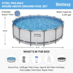 Bestway Steel Pro MAX 10 Foot x 30 Inch Round Metal Frame Above Ground Outdoor Backyard Swimming Pool Set with 330 GPH Filter Pumps - Image 2
