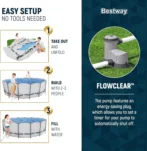 Bestway Steel Pro MAX 16 Foot x 48 Inch Round Metal Frame Above Ground Outdoor Swimming Pool Sets - Image 2
