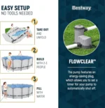 Bestway Steel Pro MAX 16 Foot x 48 Inch Round Metal Frame Above Ground Outdoor Swimming Pool Sets - Image 2