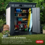 Keter Outdoor Storage Sheds, for House, Patio &amp; Yard, Plastic Resin, Artisan, 7×7 Ft, Gray - Image 3